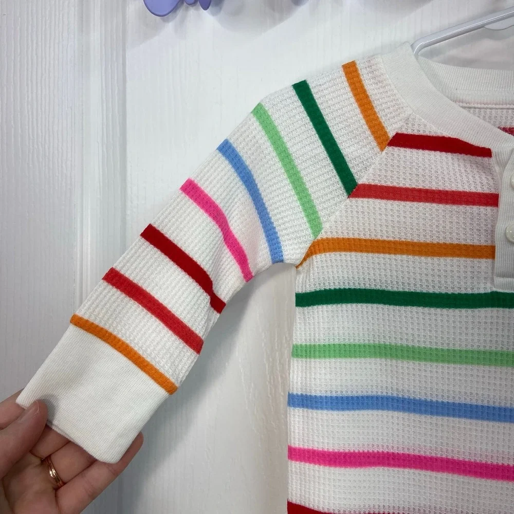 NEW Wondershop baby rainbow waffle knit striped snap one piece onesie jumper 3-6